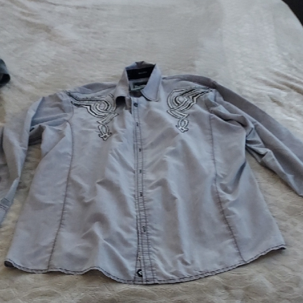 Roar Gray Casual Button Down Shirt